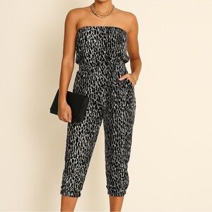 SHE’S COOL Strapless leopard print cropped jumpsuit size S